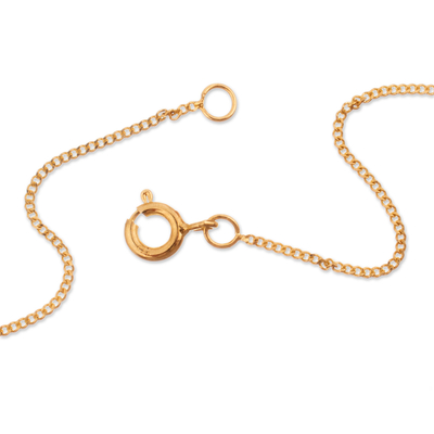 Gold plated quartz pendant necklace, 'Clear Reflections' - Gold Plated Sterling Silver Quartz Pendant Necklace Peru
