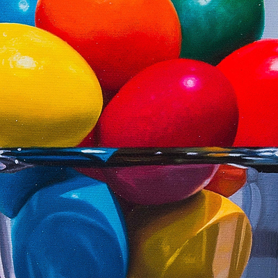 'Poema de colores' - Bodegón de dulces andinos en colores joya en óleo sobre lienzo