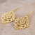 Gold plated dangle earrings, 'Floral Rhombus' - Gold Plated Sterling Silver Floral Dangle Earrings Peru (image 2b) thumbail