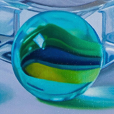 'Color Dreams' - Signed Hyperreal Oil Painting of 6 Glass Marbles