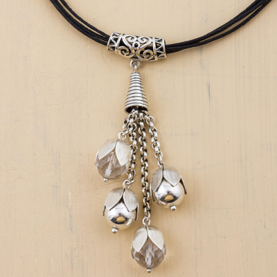 Quartz long pendant necklace, Andean Buds