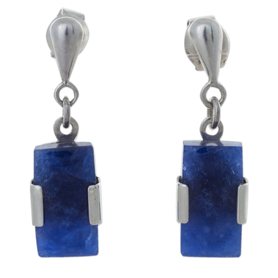 Artisan Crafted Sterling Silver and Sodalite Post Earrings