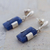 Sodalite dangle earrings, 'Hug' - Artisan Crafted Sterling Silver and Sodalite Post Earrings (image 2b) thumbail