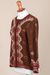 100% alpaca cardigan, 'Mahogany Inca' - 100% Alpaca Wool Crochet Cardigan in Mahogany from Peru (image 2e) thumbail