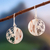 Sterling silver filigree dangle earrings, 'Mokume Circles' - Sterling Silver and Copper Dangle Earrings from Peru (image 2) thumbail