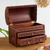 Leather and  wood jewelry box, 'Brave Swan' - Handcrafted Wood and Leather Jewelry Box from Peru (image 2b) thumbail