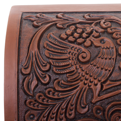 Schmuckschatulle aus Leder und Holz - Handgefertigte Schmuckschatulle aus Holz und Leder aus Peru