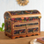 Leather and wood jewelry chest, 'Antique Treasure' - Multicolor Wood and Leather Jewelry Box from Peru thumbail