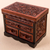 Cedar and leather jewelry box, 'Symbolic Leaves' - Cedar Wood and Leather Jewelry Box with Mirror from Peru (image 2) thumbail