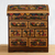 Cedar and leather jewelry box, 'Shimmering Eagle' - Painted Cedar Wood and Leather Jewelry Box from Peru (image 2) thumbail