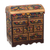 Cedar and leather jewelry box, 'Shimmering Eagle' - Painted Cedar Wood and Leather Jewelry Box from Peru thumbail