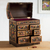 Cedar and leather jewelry box, 'Shimmering Eagle' - Painted Cedar Wood and Leather Jewelry Box from Peru (image 2b) thumbail