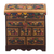 Cedar and leather jewelry box, 'Shimmering Eagle' - Painted Cedar Wood and Leather Jewelry Box from Peru