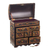 Cedar and leather jewelry box, 'Shimmering Eagle' - Painted Cedar Wood and Leather Jewelry Box from Peru (image 2d) thumbail