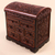 Cedar and leather jewelry box, 'Formidable Falcon' - Cedar and Leather Jewelry Box with Key from Peru (image 2) thumbail