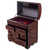 Cedar and leather jewelry box, 'Formidable Falcon' - Cedar and Leather Jewelry Box with Key from Peru (image 2e) thumbail