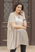 Knit tunic, 'Beige Dreamcatcher' - Beige Tunic with V Neck and Short Sleeves thumbail