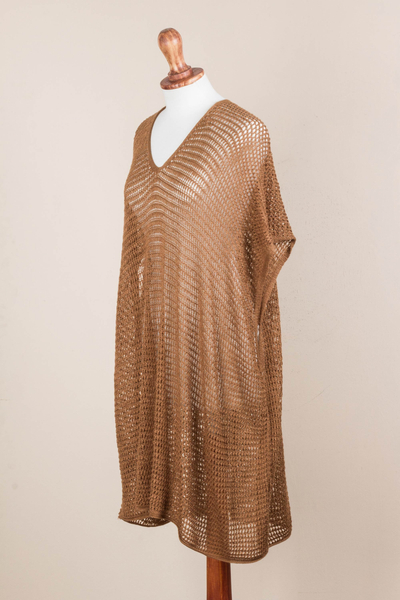 Knit Copper Tunic with V Neck and Short Sleeves - Copper Dreamcatcher ...