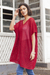 Knit tunic, 'Red Dreamcatcher' - Red Knit Tunic with V Neck and Short Sleeves (image 2) thumbail