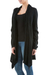 Cardigan sweater, 'Black Waterfall Dream' - Long Sleeved Black Cardigan Sweater from Peru (image 2b) thumbail