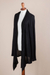 Cardigan sweater, 'Black Waterfall Dream' - Long Sleeved Black Cardigan Sweater from Peru (image 2e) thumbail