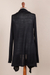Cardigan sweater, 'Black Waterfall Dream' - Long Sleeved Black Cardigan Sweater from Peru (image 2f) thumbail