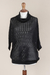 Pullover sweater, 'Evening Flight in Black' - Black Pullover Sweater with Three Quarter Length Sleeves (image 2d) thumbail