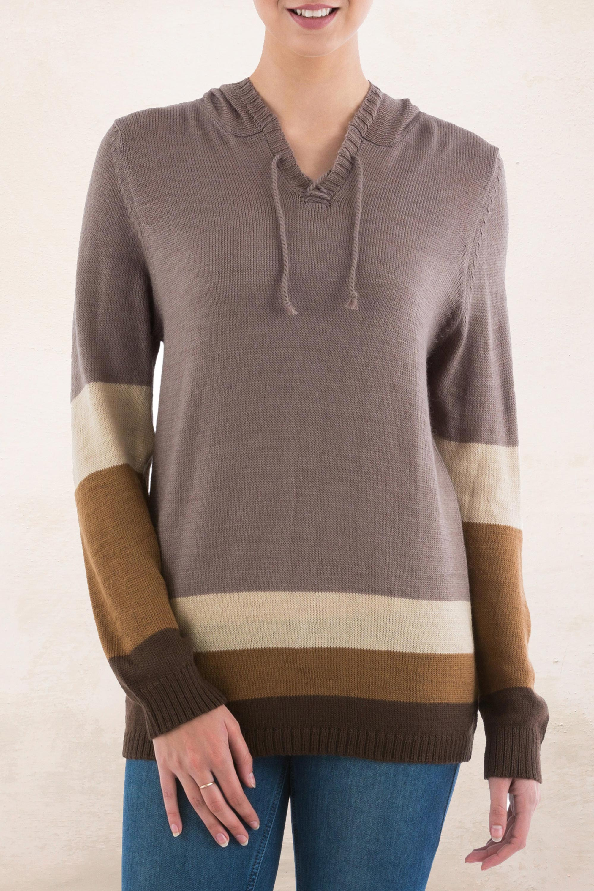 brown striped hoodie