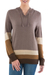 Hoodie sweater, 'Brown Imagination' - Brown Striped Hoodie Sweater from Peru thumbail