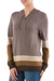 Hoodie sweater, 'Brown Imagination' - Brown Striped Hoodie Sweater from Peru (image 2b) thumbail