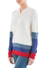 Hoodie sweater, 'Ivory Imagination' - Ivory Hoodie Sweater with Blue and Red Stripes (image 2b) thumbail