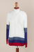 Hoodie sweater, 'Ivory Imagination' - Ivory Hoodie Sweater with Blue and Red Stripes (image 2d) thumbail