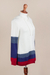 Hoodie sweater, 'Ivory Imagination' - Ivory Hoodie Sweater with Blue and Red Stripes (image 2e) thumbail