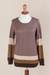 Pullover sweater, 'Imagine in Brown' - Brown Striped Pullover Sweater from Peru (image 2d) thumbail