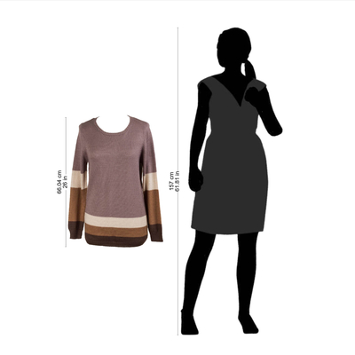 Suéter tipo jersey, 'Imagine in Brown' - Suéter tipo jersey a rayas marrones de Perú