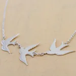 Sterling silver pendant necklace, 'Three Doves' - Sterling Silver Pendant Necklace with 3 Birds from Peru