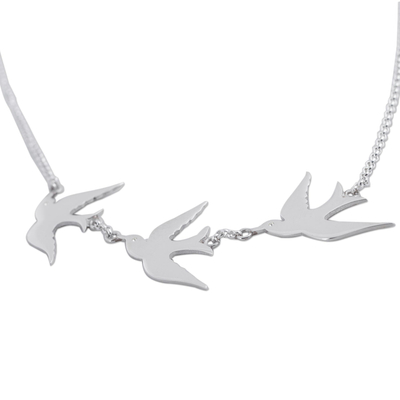Collar colgante de plata esterlina - Collar Colgante de Plata de Ley con 3 Pájaros de Perú
