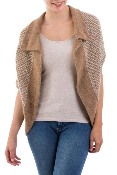 Alpaca blend cardigan sweater, 'Desert Warmth' - 100% Alpaca Women's Collared Cardigan Sweater from Peru