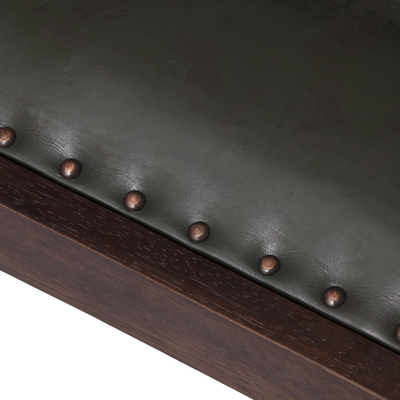 Mohena wood and leather ottoman, 'Sophisticated Andes in Green' - Artisan Crafted Green Leather Wood Ottoman Stool from Peru