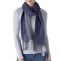 Featured review for Baby alpaca blend scarf, Soft Texture in Blue