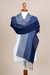 Baby alpaca blend scarf, 'Soft Texture in Blue' - Handwoven Baby Alpaca Blend Scarf in Blue from Peru (image 2c) thumbail
