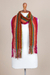 Baby alpaca blend scarf, 'Bohemian Rainbow' - Hand Woven Alpaca Blend Striped Multicolored Scarf from Peru (image 2d) thumbail