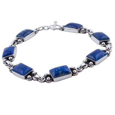 Lapis Lazuli Sterling Silver Link Bracelet from Peru