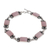 Opal link bracelet, 'Seven Roses' - Pink Opal and Sterling Silver Link Bracelet from Peru thumbail