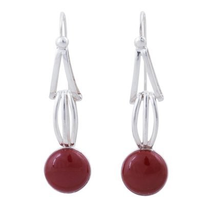 Jasper and Sterling Silver Dangle Earrings from Peru