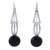 Obsidian dangle earrings, 'Eyes of the Universe' - Obsidian and Sterling Silver Dangle Earrings from Peru thumbail