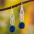 Lapis lazuli dangle earrings, 'Nebula Skies' - Lapis Lazuli and Sterling Silver Dangle Earrings from Peru (image 2) thumbail
