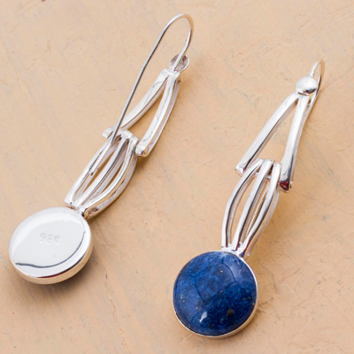 Pendientes colgantes de lapislázuli - Pendientes colgantes de lapislázuli y plata esterlina de Perú