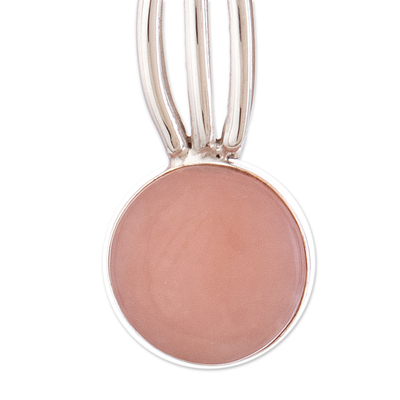 Opal dangle earrings, 'Pink Succulence' - Pink Opal and Sterling Silver Dangle Earrings from Peru