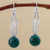 Chrysocolla dangle earrings, 'Radiant Jungle' - Chrysocolla and Sterling Silver Dangle Earrings from Peru (image 2) thumbail